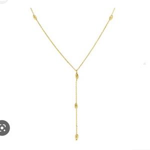 10k gold diamond cut bead station necklace